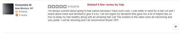 Yelp deleted 5 Star Reviews