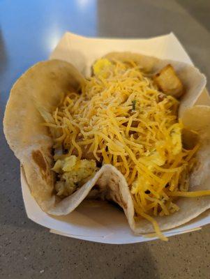 Chorizo, egg, and cheese taco