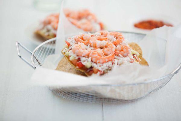 Shrimp Tostada with Crab / Tostada de Cangrejo