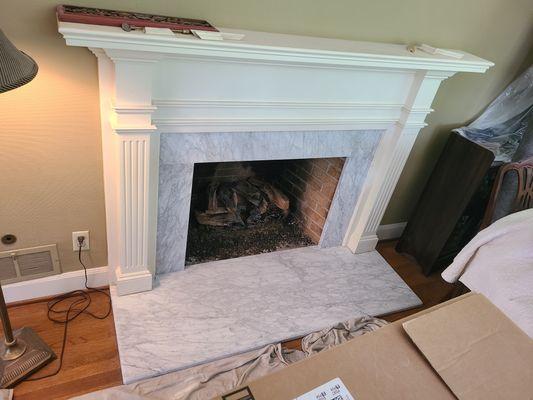 Carrara Marble Fireplace Facing & Hearth