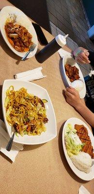 Lemon chicken, orange chicken, chicken katsu, chicken yakisoba