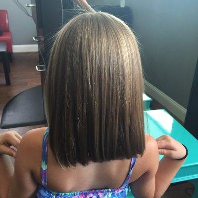 Cut my daughters hair for back to school.  She did such an amazing job!  Sarah is a rockstar!