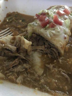 Smothered carnitas burrito