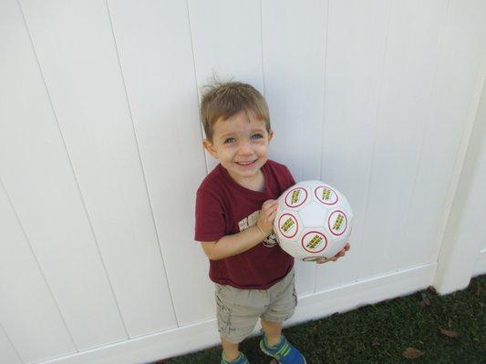 Enjoying the sunny day with soccer!