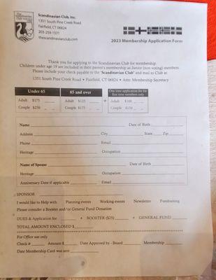 membership application