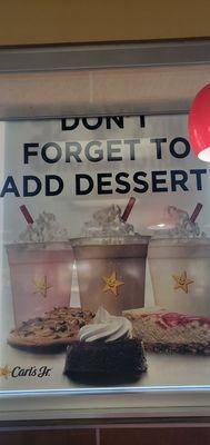 Picture advertising their desert items