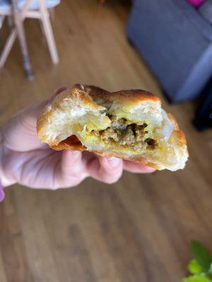 Curry beef pastry roll - flaky layers with savory curry beef inside. 4/5