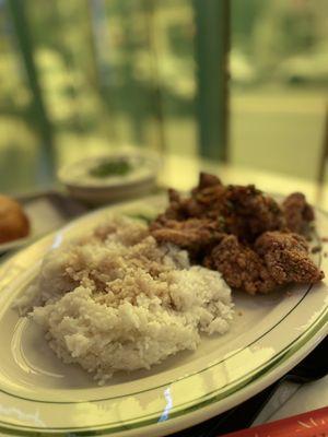 Salt and Pepper Chicken Plate ($17)- tender and spiced to perfection