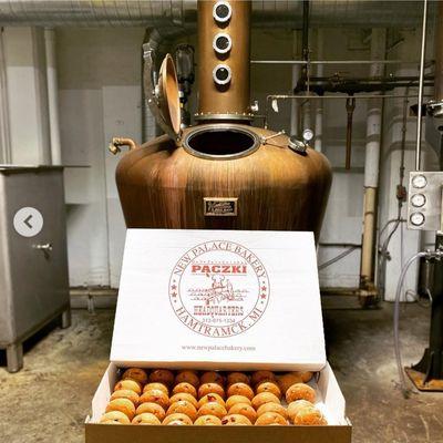 Raspberry Paczki's From New Palace Bakery to be used for the Vodka Process.  2/2/2021