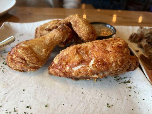 Half Broasted Chicken with greek sauce on side