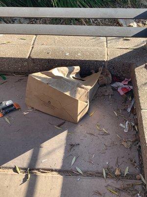 Debris all over the patio.