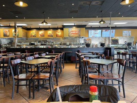 View of front counter from dining area