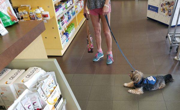 Zackery likes the cool tile floor, as well as, the selection of great healthy suppliments for his heart