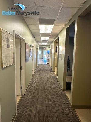 The hallway to the Sleep Better Marysville examination rooms.