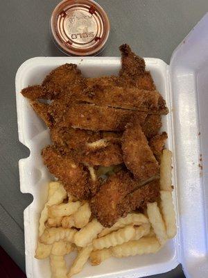 Breaded Chicken and fries