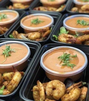 Blackened Shrimp and Spicy Tomato Soup