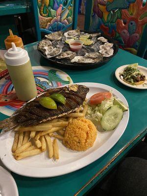 Fried tilapia and oysters sooooo delish!!!