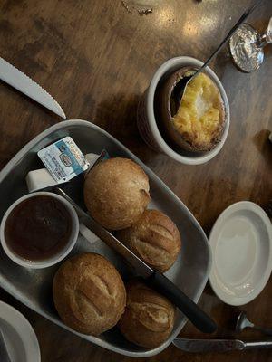 Rolls with apple butter and spoonbread