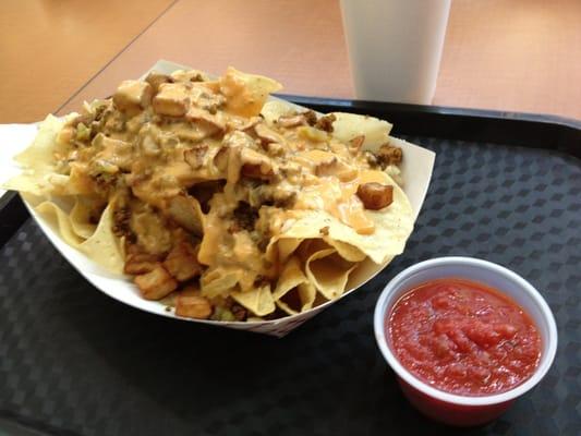 Large beef nachos is really huge