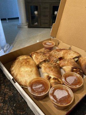 Pepper and cheese Stromboli and veggie calzone