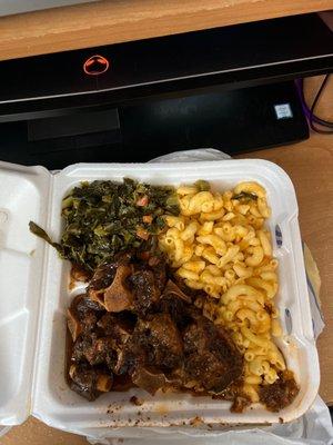 Oxtails, Mac & cheese, and greens  Perfect