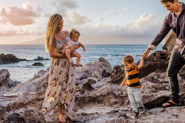 Maui family mini adventure at sunset.