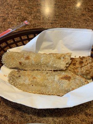 Sesame bread, sort of a naan with crispy sesame seeds