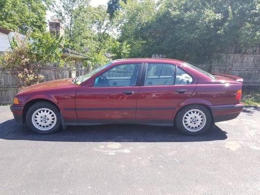 Restoration in process on a 1993 325i BMW.