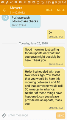 No show, no call. P & J delivery service has no Integrity about their business.