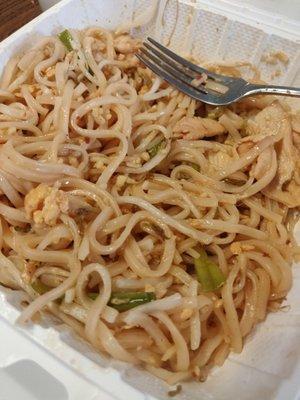 Pad Thai with a spicy 1. Comes with a good sized lime. Double the size of some other restaurants and plenty of crushed peanuts.