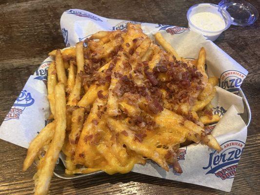 Loaded cheese and bacon fries