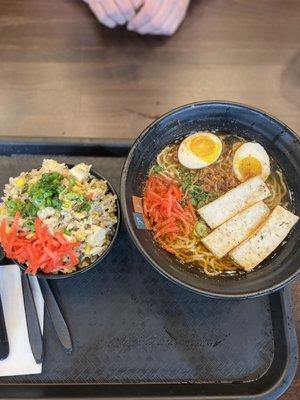 Veggie Fried Rice and Vegan Ramen bowl.