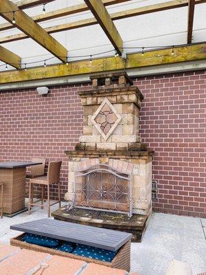 Fireplace on front patio