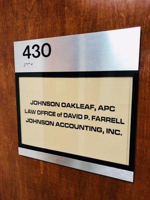 Front door of Law Office of David P, Farrell