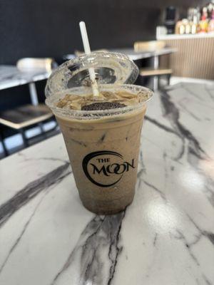 Oreo cookie iced latte