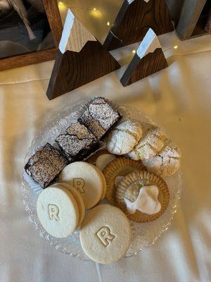 Brownie, signature sandwich cookie, cherry poptart and lemon crinkle party for a baby shower - adorable and delicious!