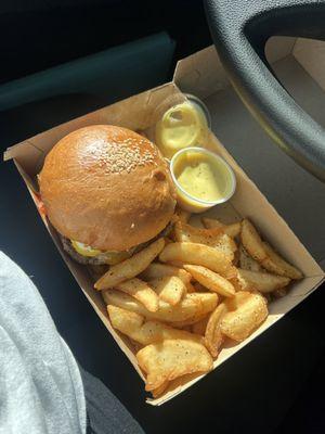 Medium burger and fries