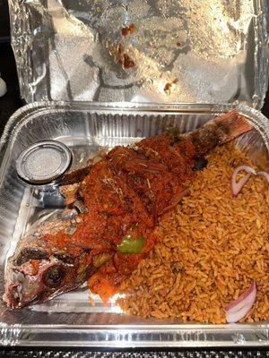 Red snapper and jollof rice