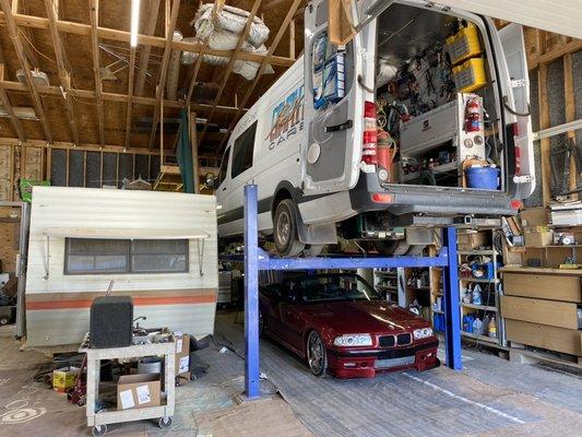 Installing a propane generator on my work van, also Lp has tank, lines, powers lines, battery mounts under chassis. Etc. Never ends.