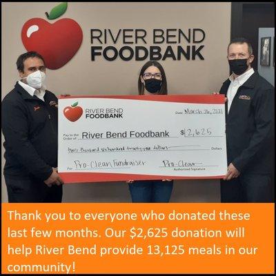 John and Justin recently wrapped up Pro-Clean's donation drive for River Bend Food Bank.