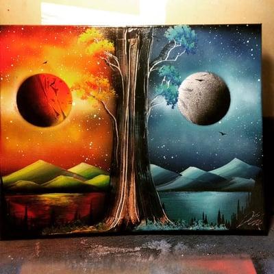 Day & night signature piece-spray paint