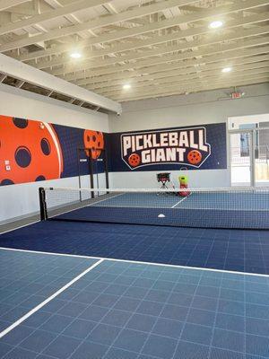 Awesome indoor court to try out equipment and they have a ball machine !!