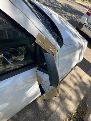 Broken passenger mirror