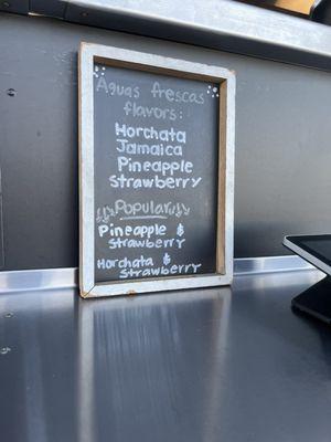 Agua frescas menu