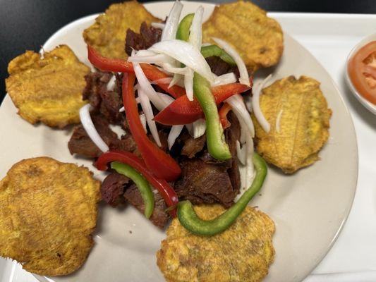 Fried pork and plantains