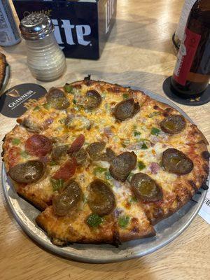 Sausage pepper onion, extra cheese