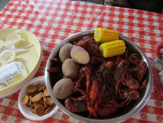 A typical order of crawfish and sides