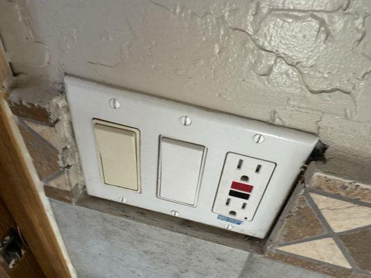 Crudely installed outlets and walls