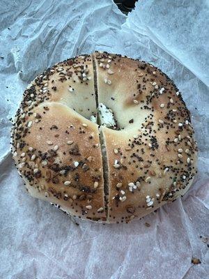 Everything bagel with scallion cream cheese