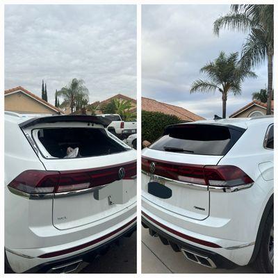 Vw back window replacement completed